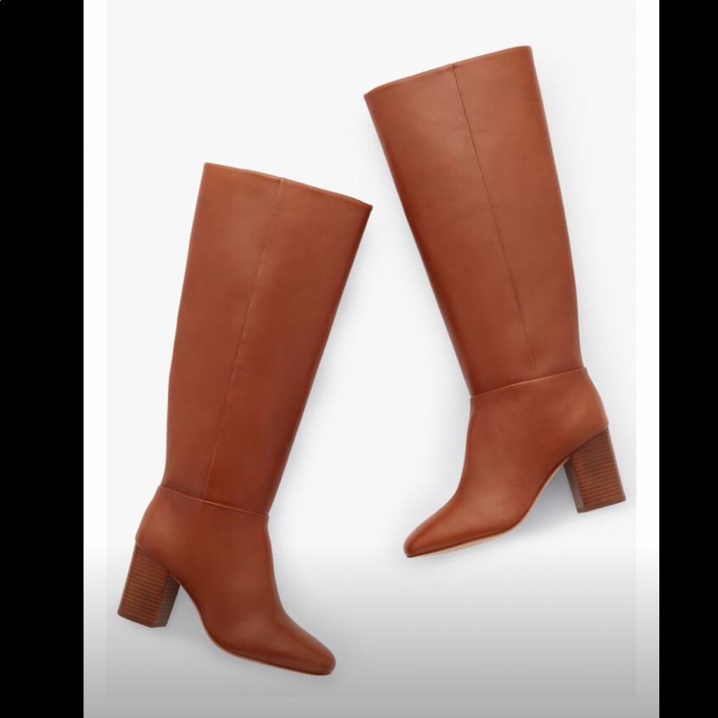 Talbots Tall Leather Heeled Riding Boots In Cognac Brown
